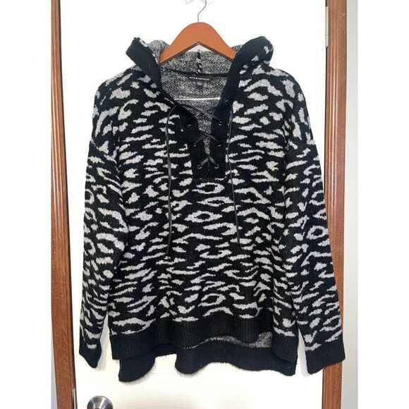 Rock Republic Hooded V-Neck Animal Leopard Print Sweater Size XL - Picture 3 of 15